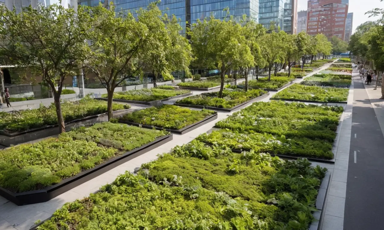 Ville moderne mêlant nature et urbanisme