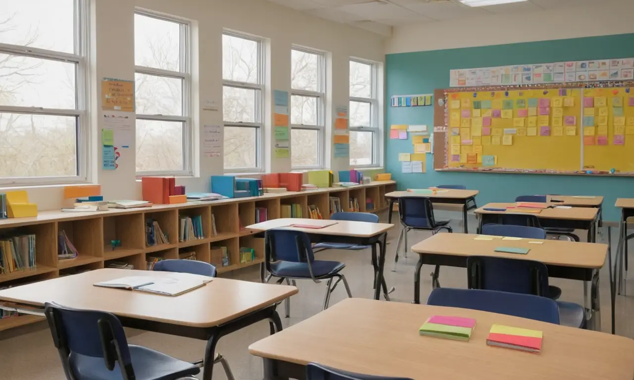 Salle de classe lumineuse, élèves concentrés sur ordinateurs