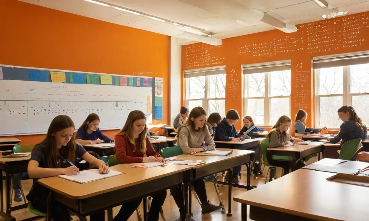 Une classe lumineuse avec étudiants en discussion