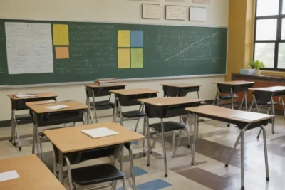 Salle de classe lumineuse animée par lapprentissage