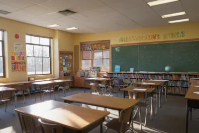 Salle de classe baignée de lumière naturelle