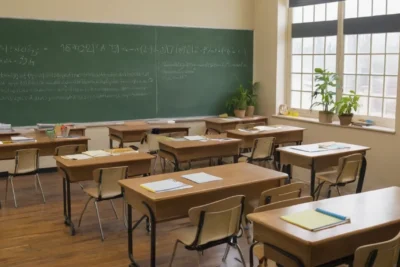 Salle de classe lumineuse et organisée