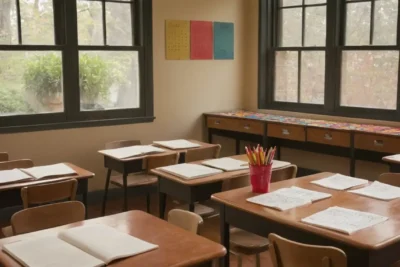 Salle de classe en lumière du matin