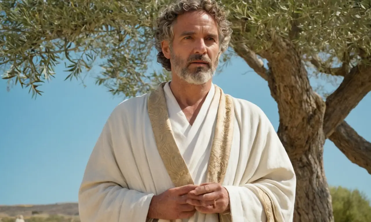 Philosophe grec contemplatif sous un ciel paisible