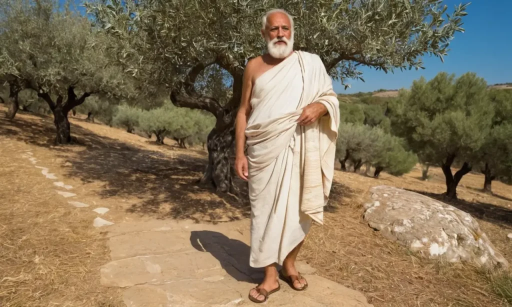 Pythagore enseigne sous les oliviers anciens