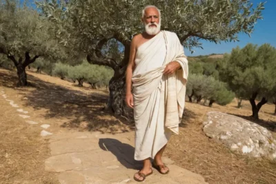 Pythagore enseigne sous les oliviers anciens