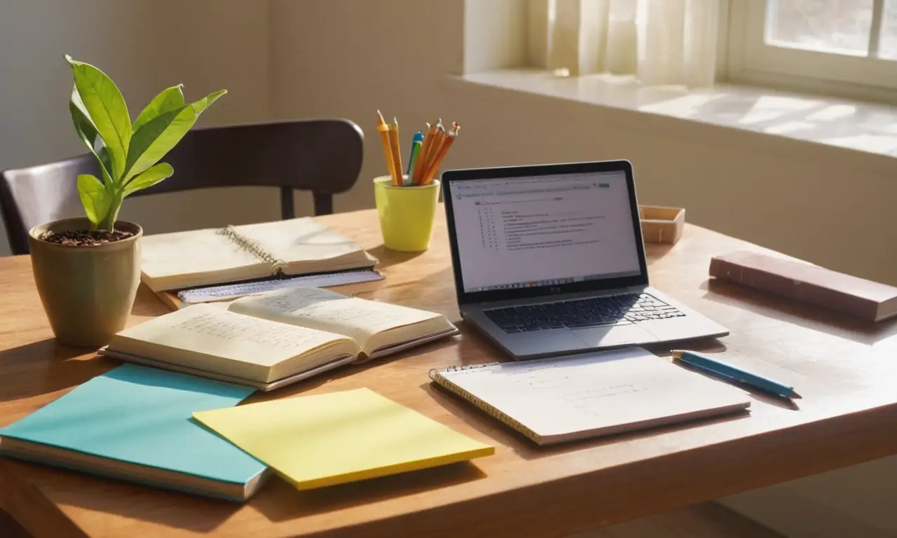 Bureau bien organisé, lumière et ambiance propices