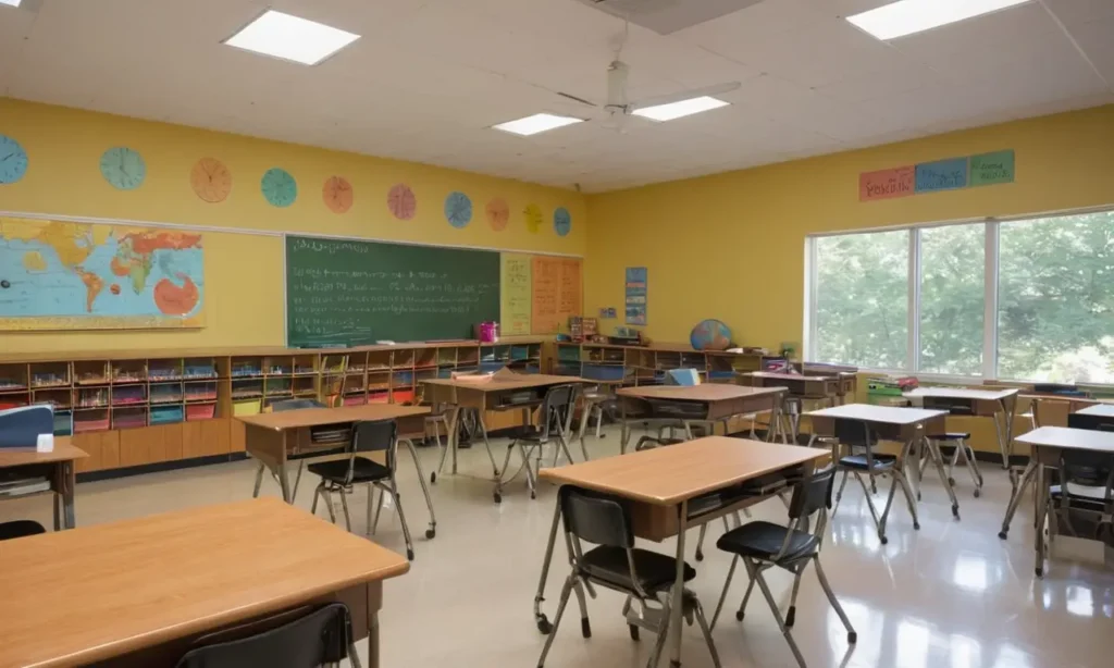Salle de classe lumineuse et organisée