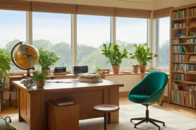 Espace de travail lumineux et accueillant