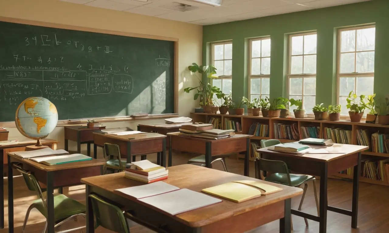 Salle de classe animée et lumineuse