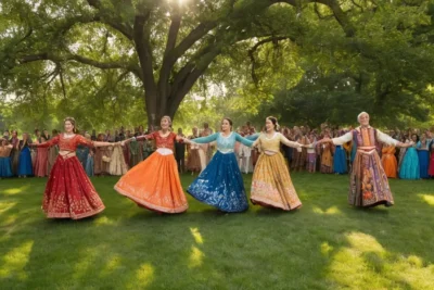 Scène rustique de joie et de tradition