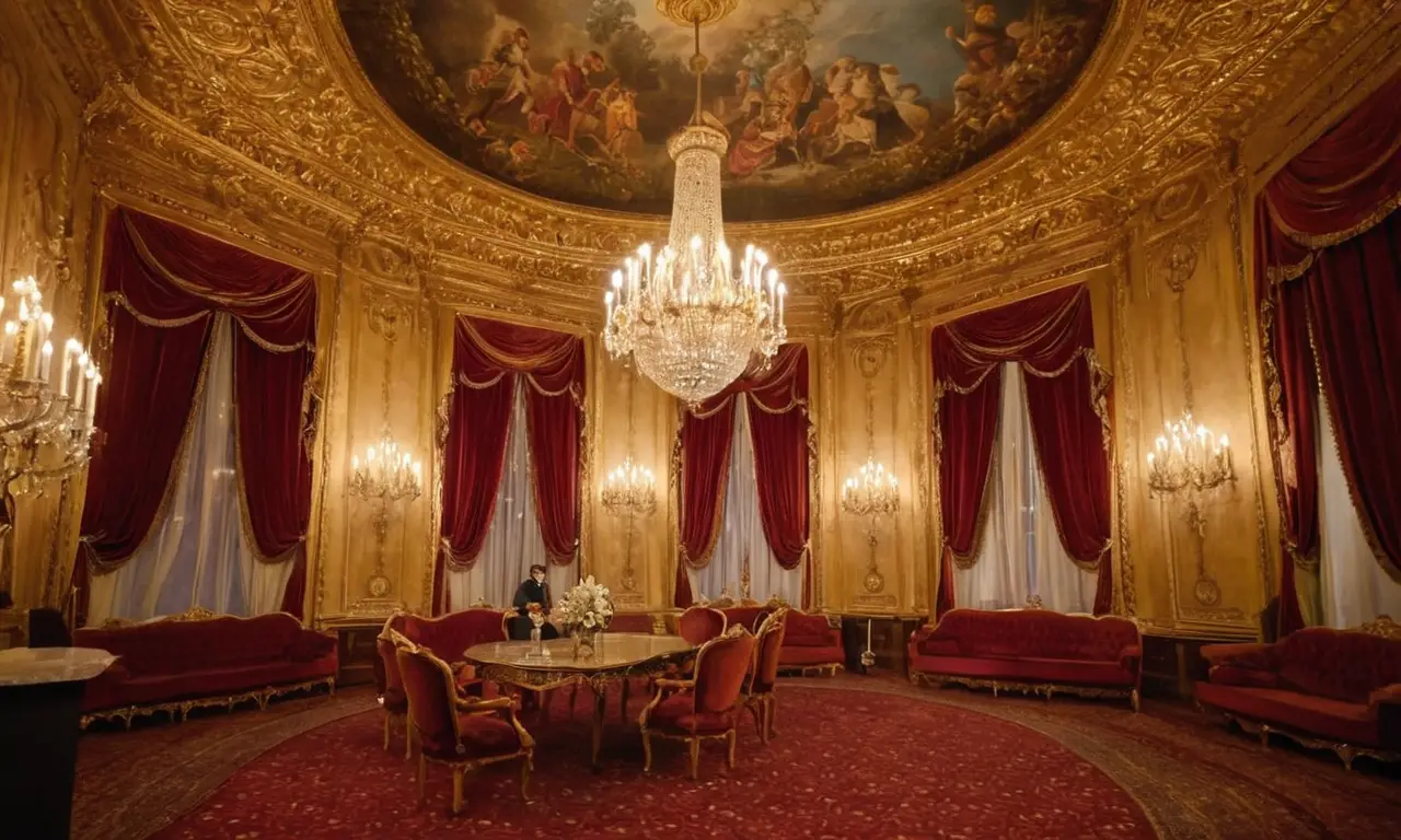Intérieur somptueux dopéra avec acteurs en costumes