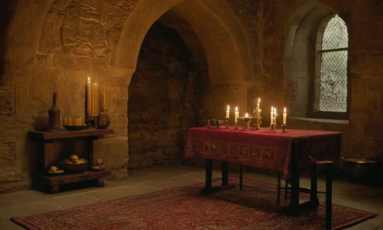 Chambre médiévale intime, amour et romance