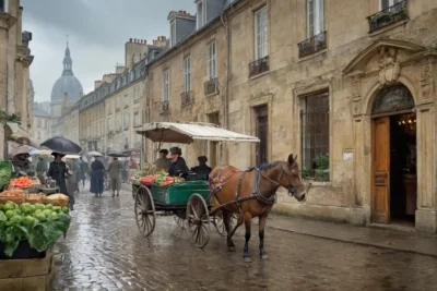 Scène parisienne vivante du 19ème siècle