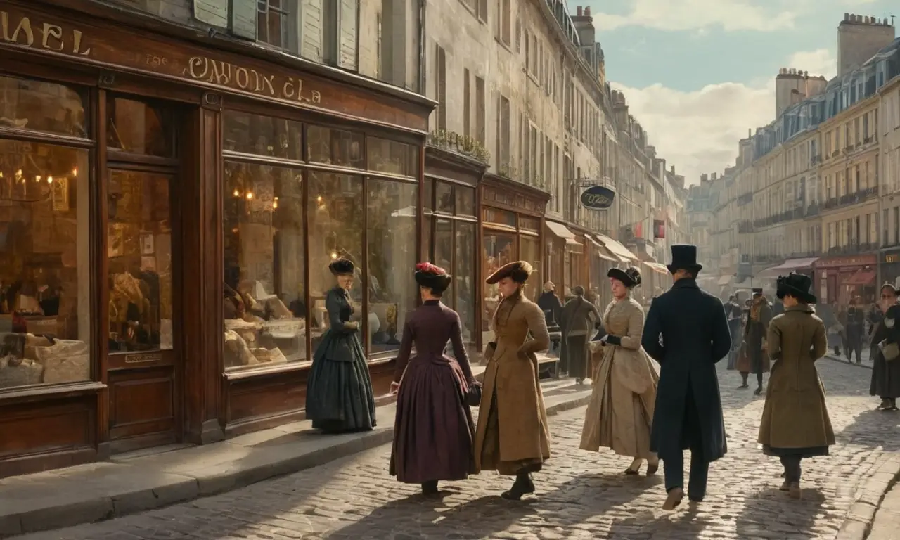 Scène animée de Paris au XIXe siècle