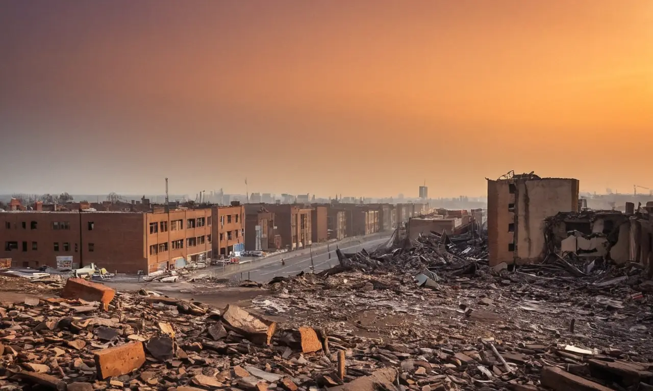 Une ville en ruines, silence et désolation