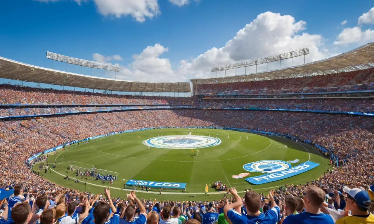 Stade vibrant, foule enthousiaste et ambiance festive