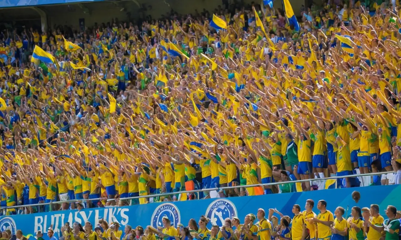 Stade de football vibrant, fans enjoués et dynamique