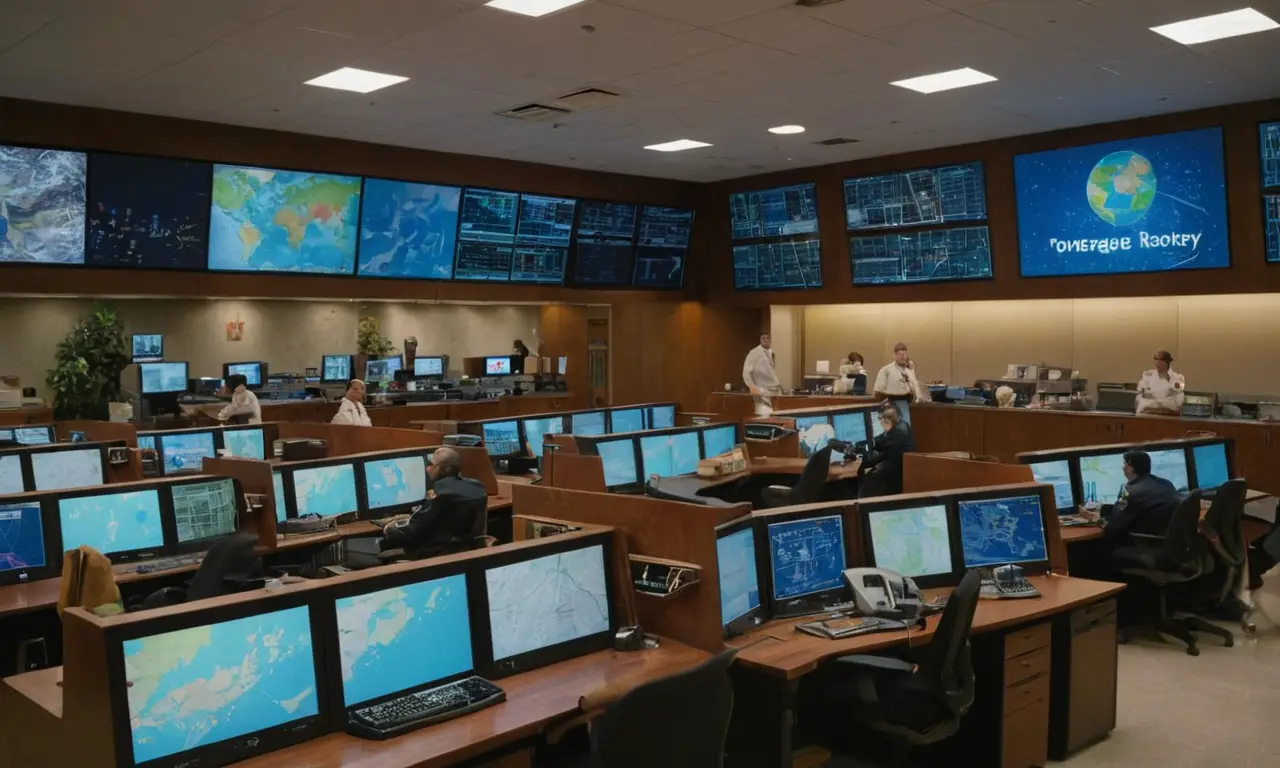 Salle de contrôle vibrante et technologique