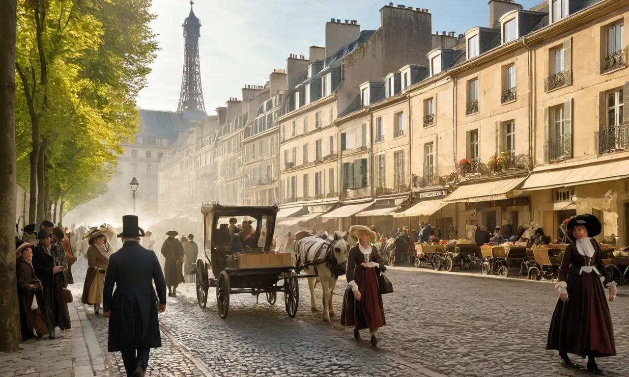 Scène animée de Paris, lutte pour la liberté