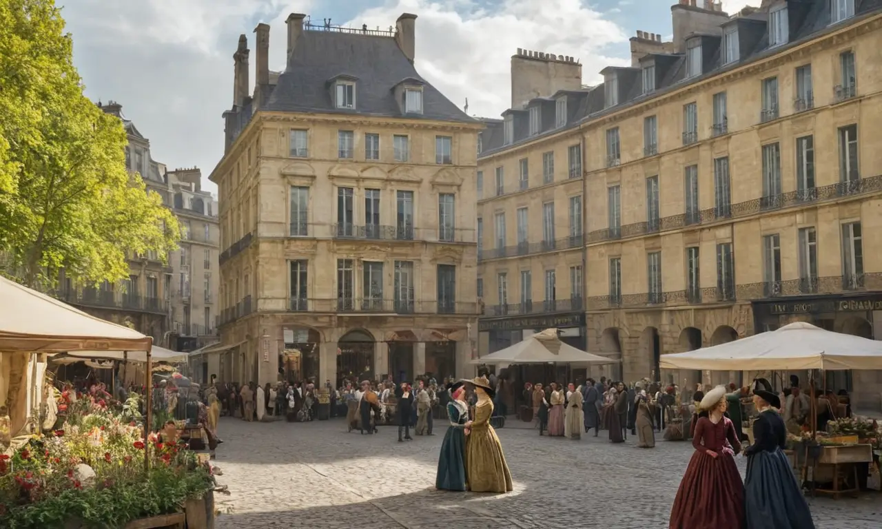 Scène historique vibrante dans une rue parisienne