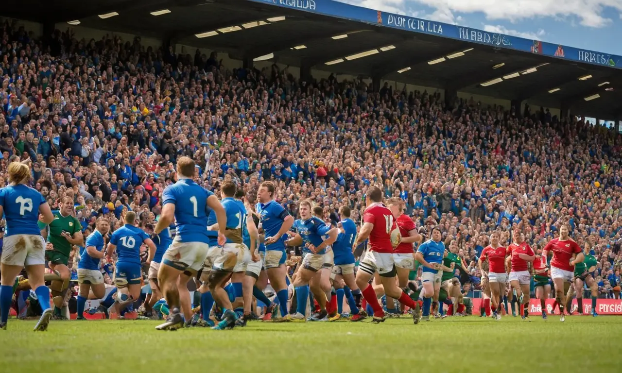 Stade de rugby animé plein de passion