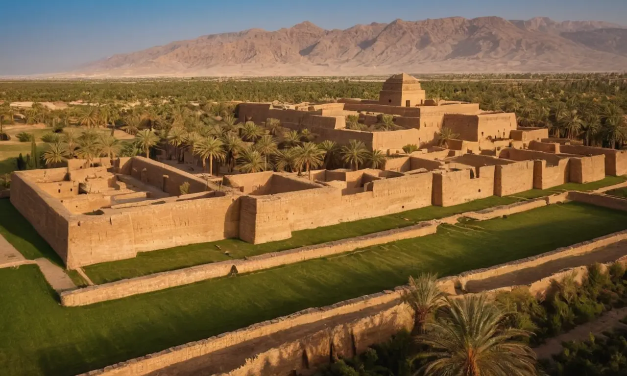 Paysage mésopotamien riche en détails historiques