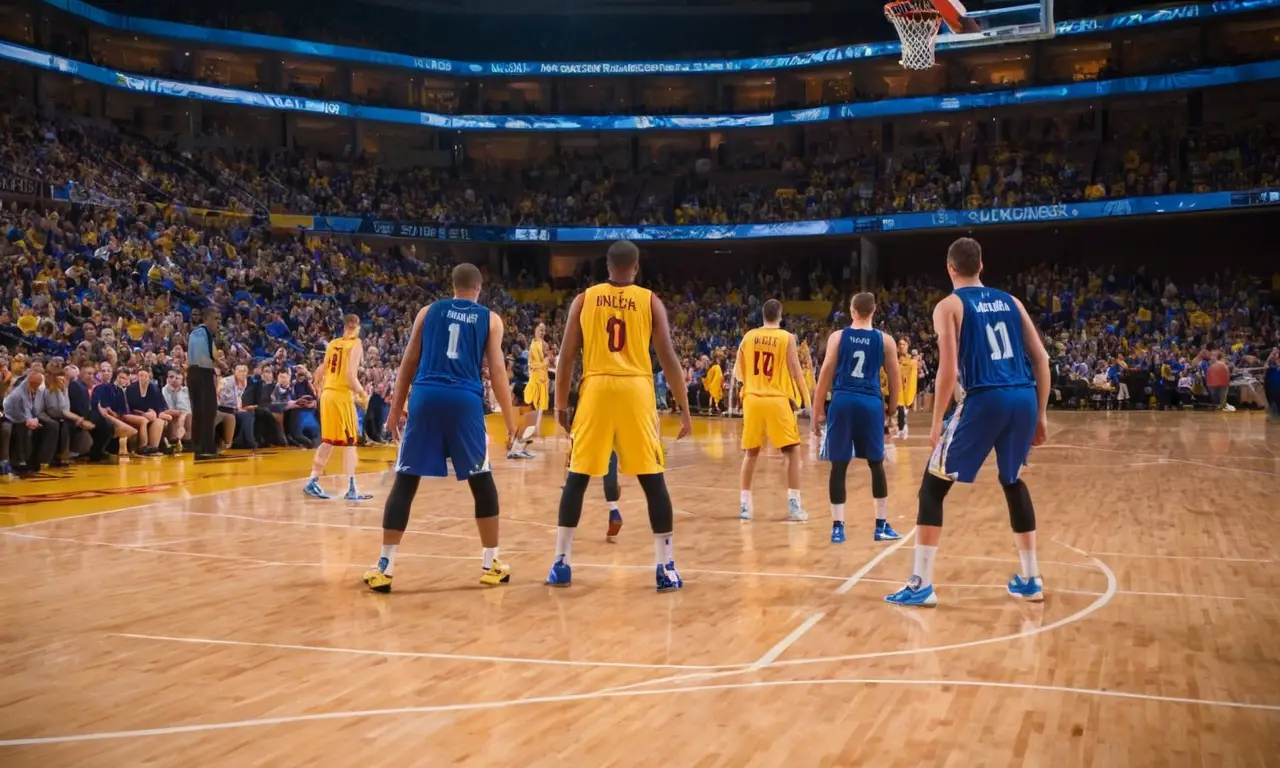 Un terrain de basket en pleine action