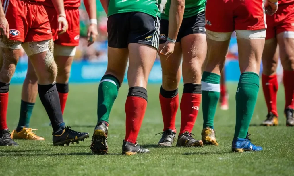 Terrain de rugby animé et coloré