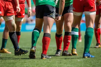 Terrain de rugby animé et coloré