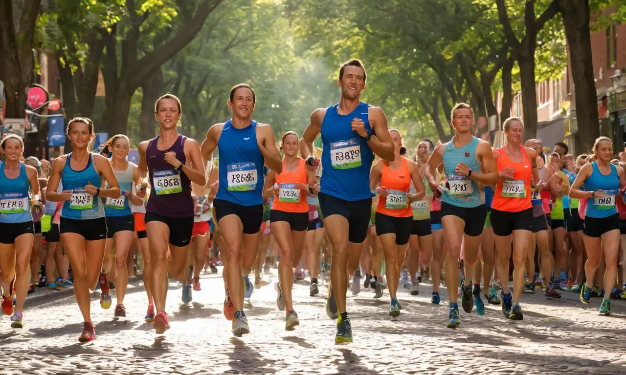 Runners en pleine compétition sous un soleil
