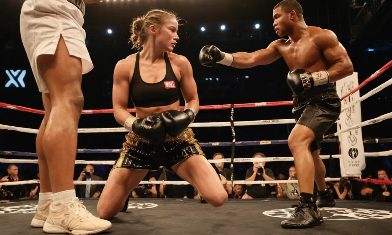 Un ring de boxe, tension intense et combats
