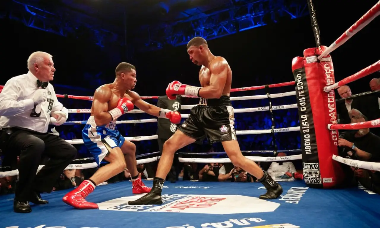 Ring de boxe flamboyant, tension palpable