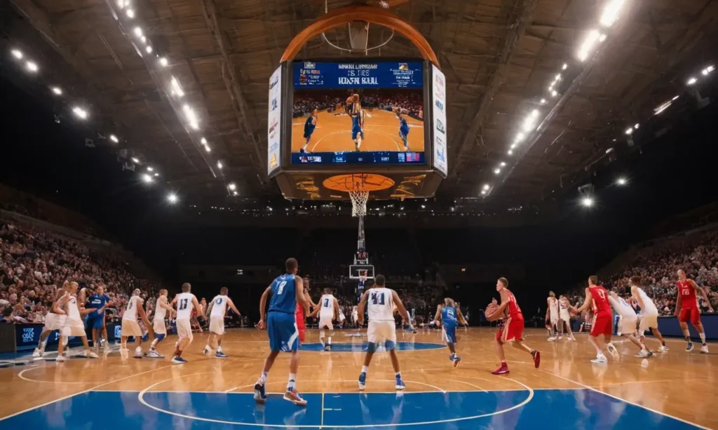 Terrain de basket animé et lumineux