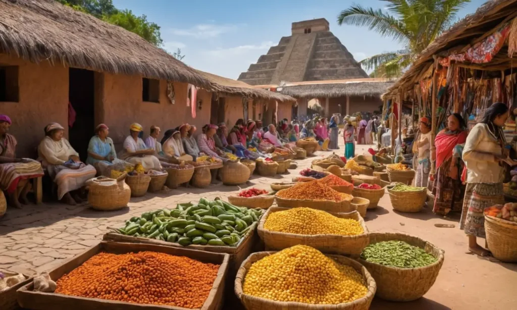 Marché aztèque animé aux couleurs vives