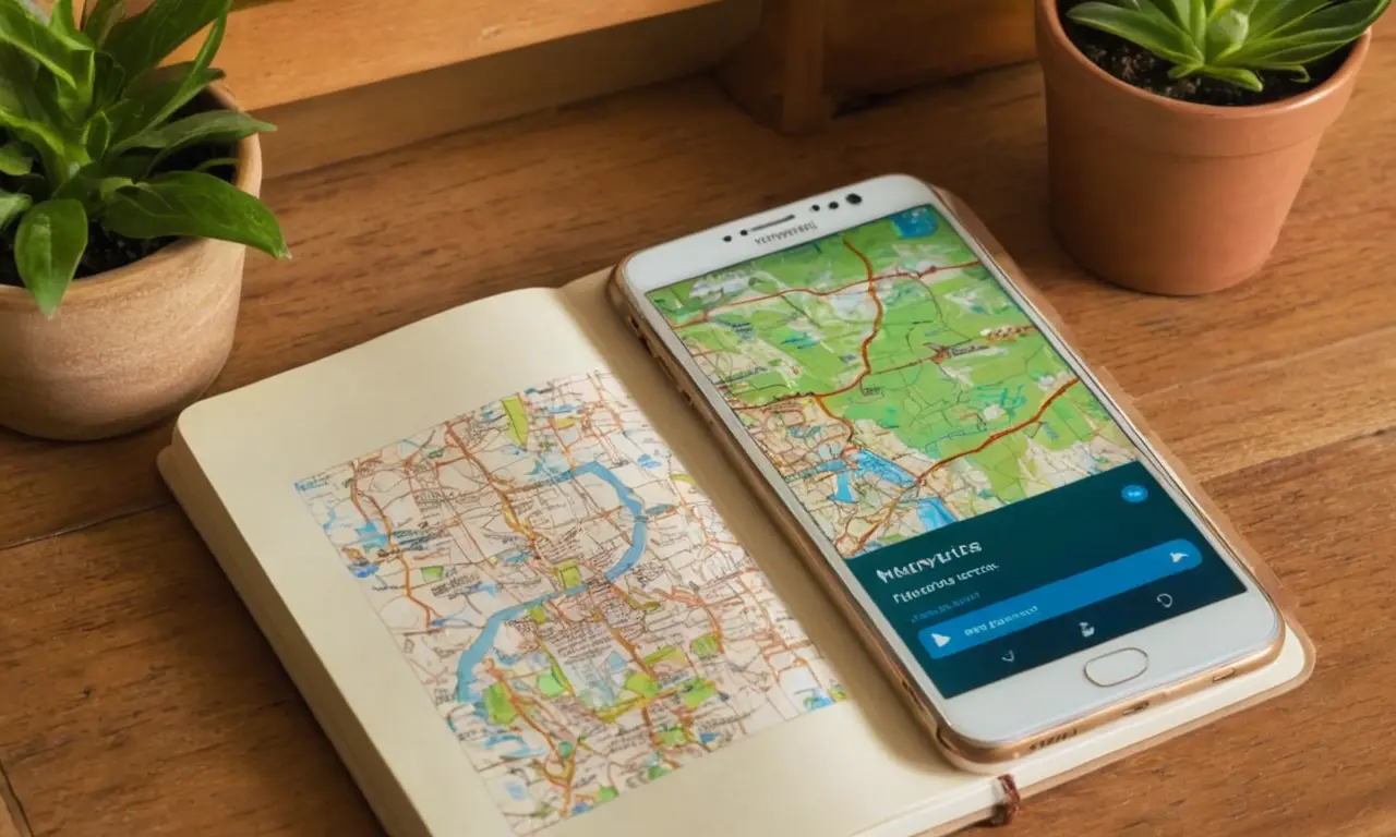 Une carte détaillée sur une table en bois