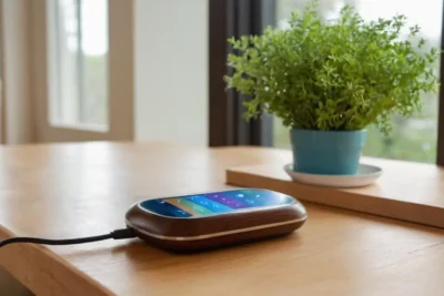Un GPS moderne sur une table en bois