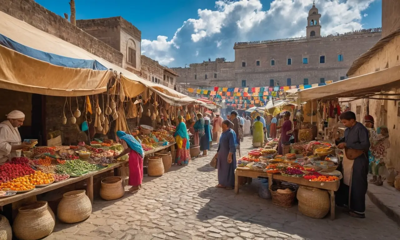 Un marché animé reflétant une communauté vibrante
