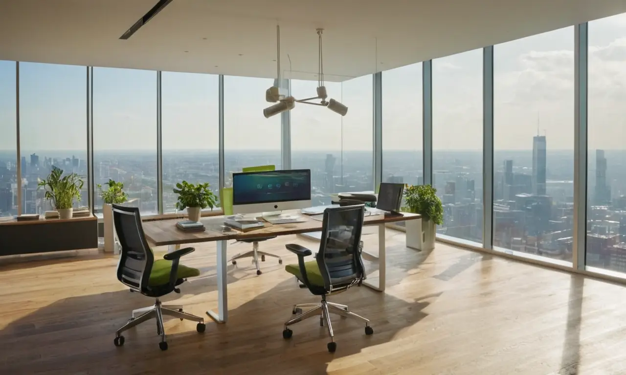 Bureau moderne alliant technologie et collaboration