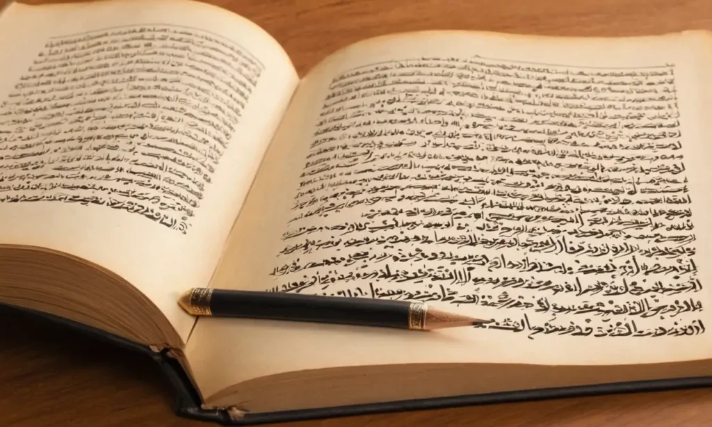 Manuel arabe ouvert sur un bureau en bois