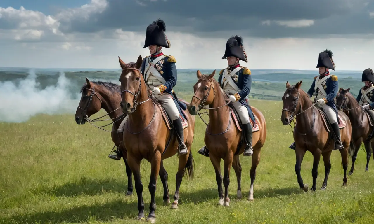 Scène de bataille dramatique avec Napoléon