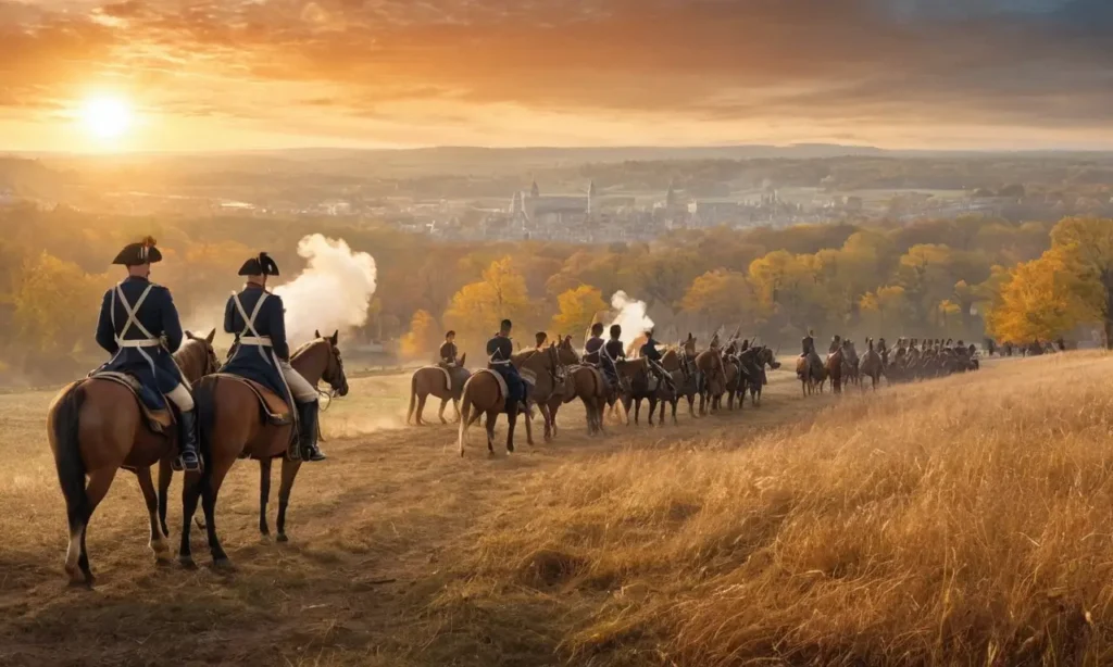 Scène historique de bataille au coucher de soleil