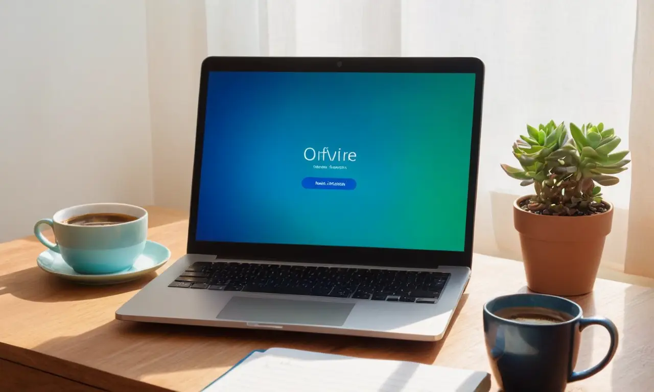 Bureau organisé avec ordinateur et plantes