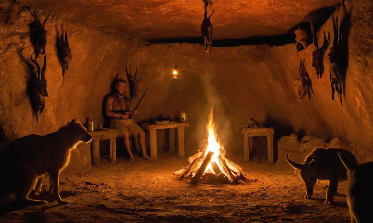 Caverne primitive vivant la survie paléolithique