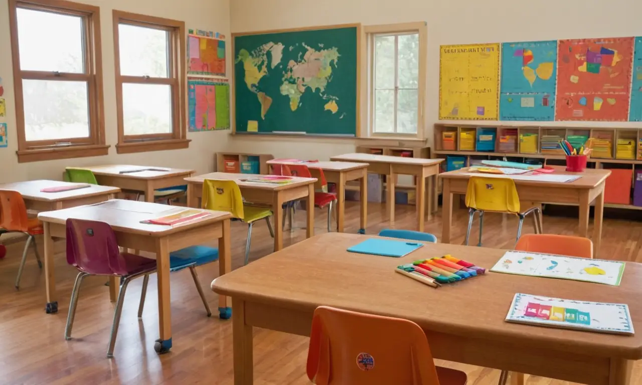 Salle de classe lumineuse et dynamique