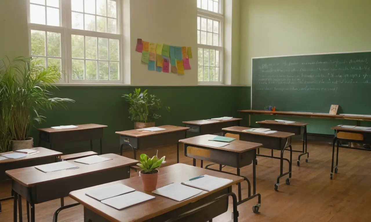 Une salle de classe animée et ensoleillée