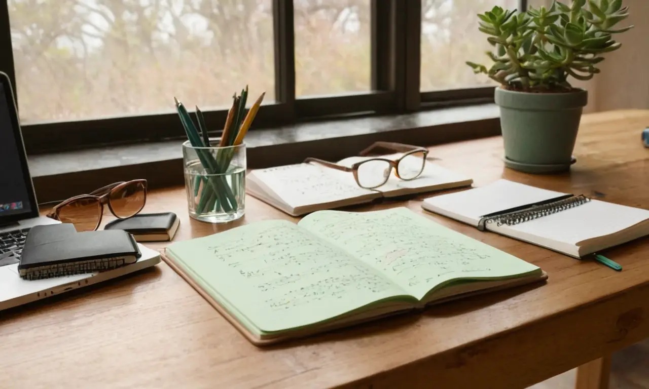Bureau organisé avec lumière naturelle douce
