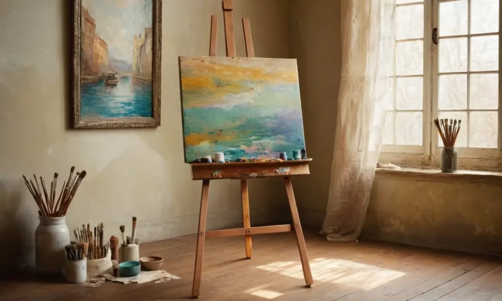 Un atelier artistique baigné de lumière dorée