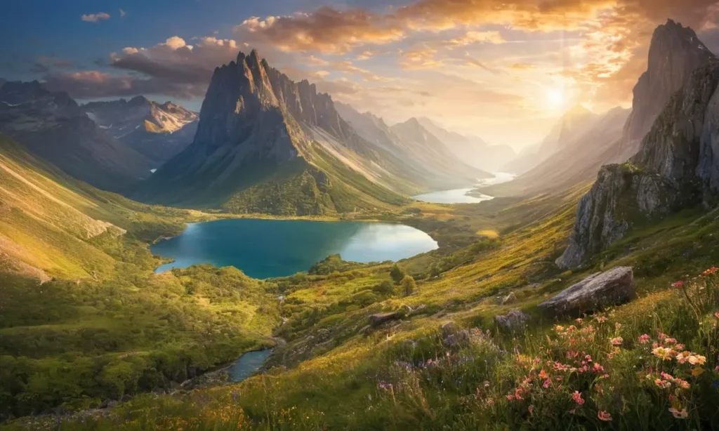 Un héros majestueux dans un paysage mythique