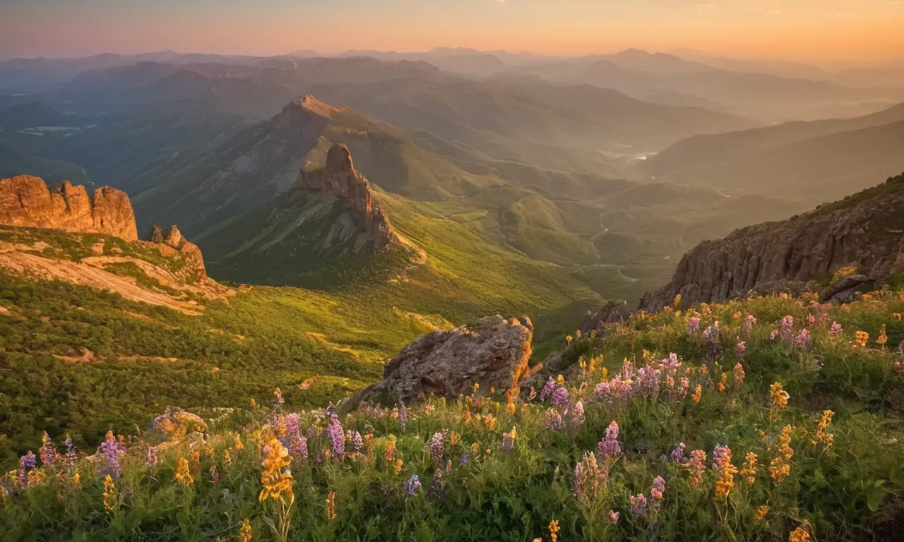 Héros noble dans un paysage montagneux impressionnant